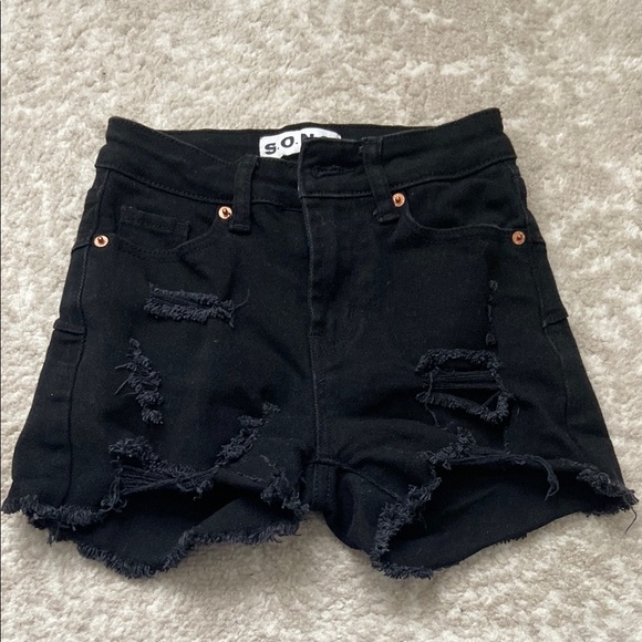 Black Distressed Women's Shorts - Picture 1 of 1